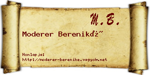 Moderer Bereniké névjegykártya
